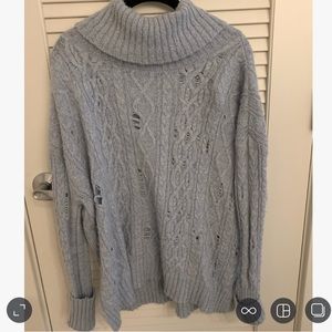 Free People Blue/Grey Turtleneck Sweater